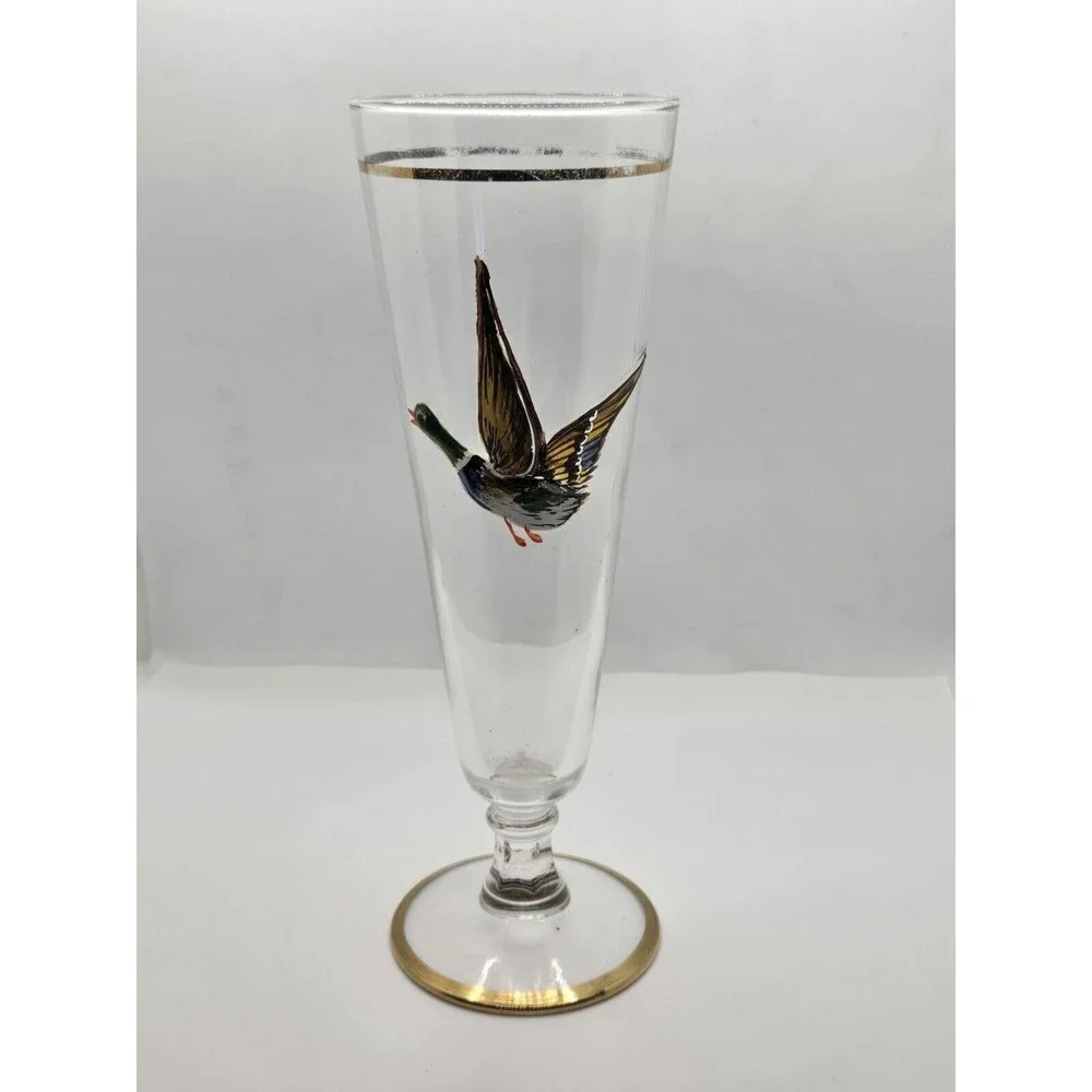 Set of 5 Vintage Wildlife Fowl Birds Pilsner Beer Glasses